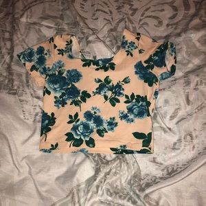 Blue floral crop top - AMERICAN APPAREL